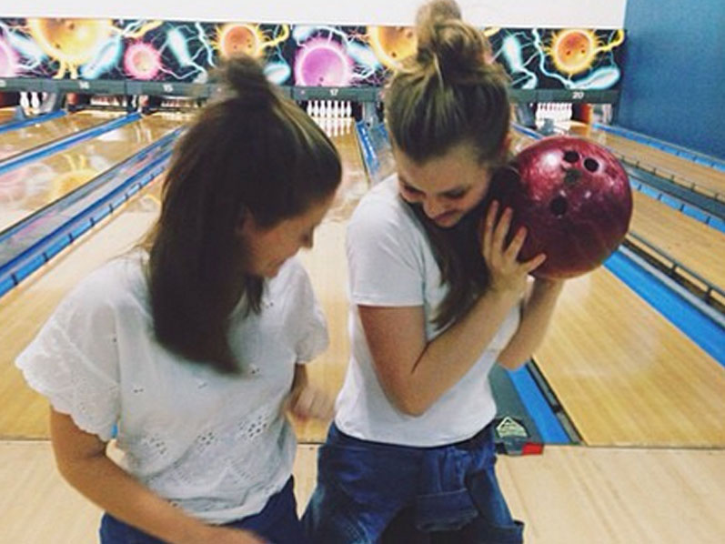 Two girls at AMF Bowling