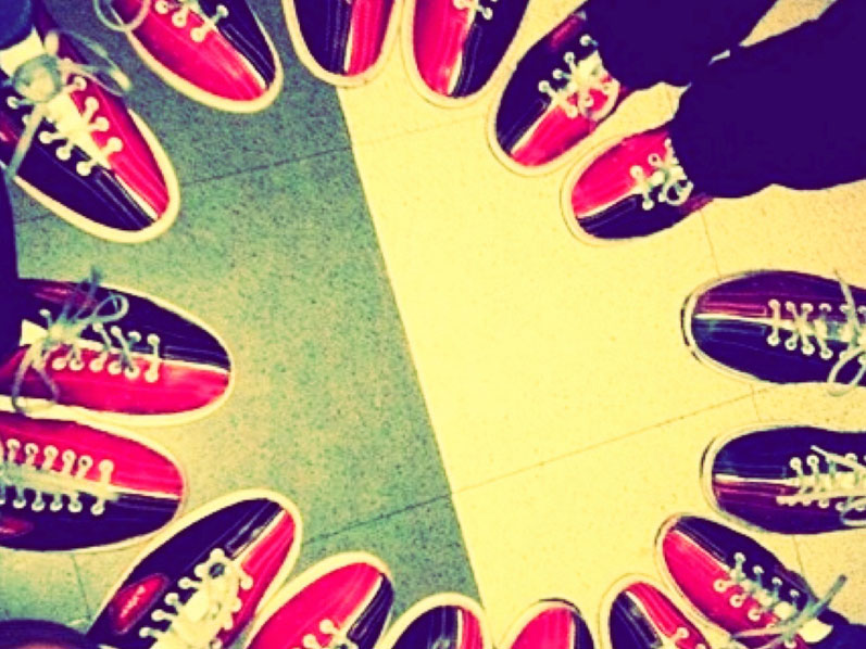 Bowling shoes in a circle