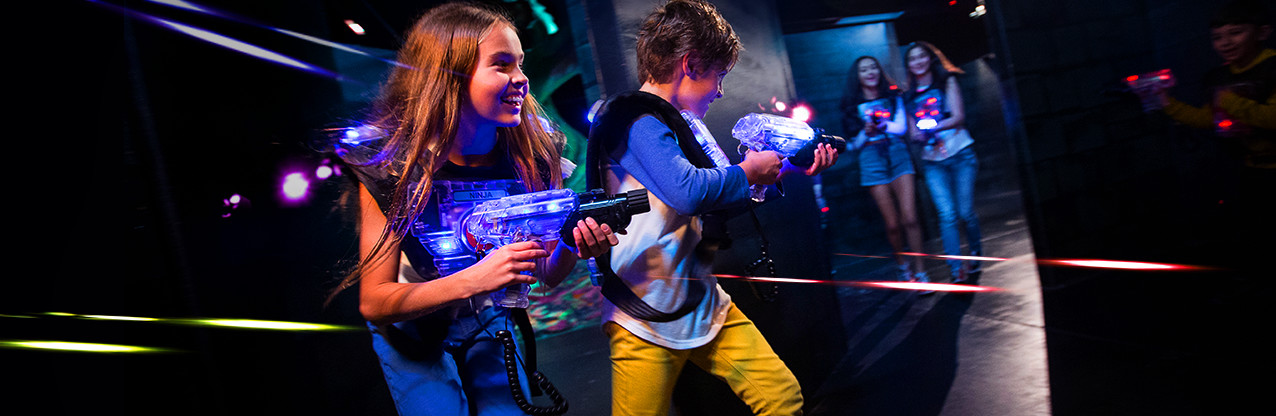 Kids playing laser skirmish